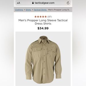 Brand New—Propper Dress BDU (RipStop) w/ badge tab.  Size: Large Color: Khaki.